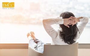 Woman enjoying relaxation and focusing on her mental wellness