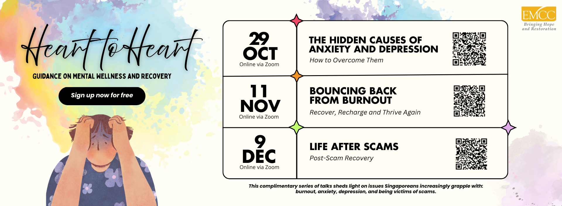 Heart to Heart mental wellness talks to promote counselling Singapore support.